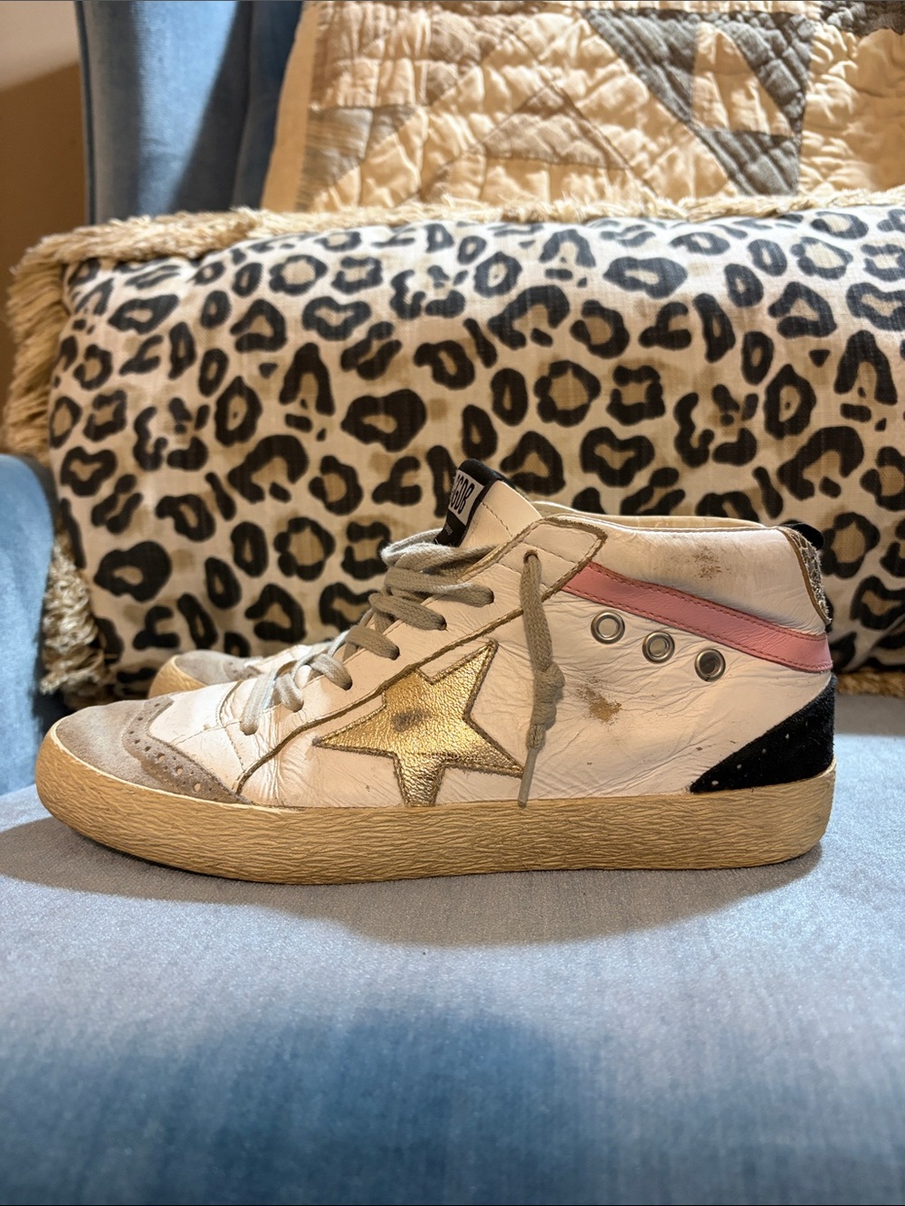 Golden Goose Midstar White Leather 'Superstar' Sneakers with Gold Star - Picture 5 of 8